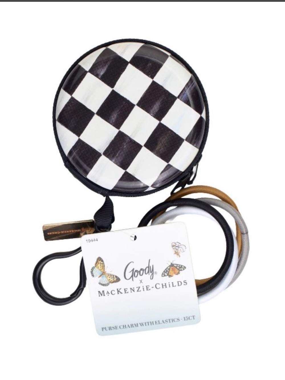 Goody x MacKenzie-Childs Courtly Check Purse Charm Hair tie Pouch new with tags